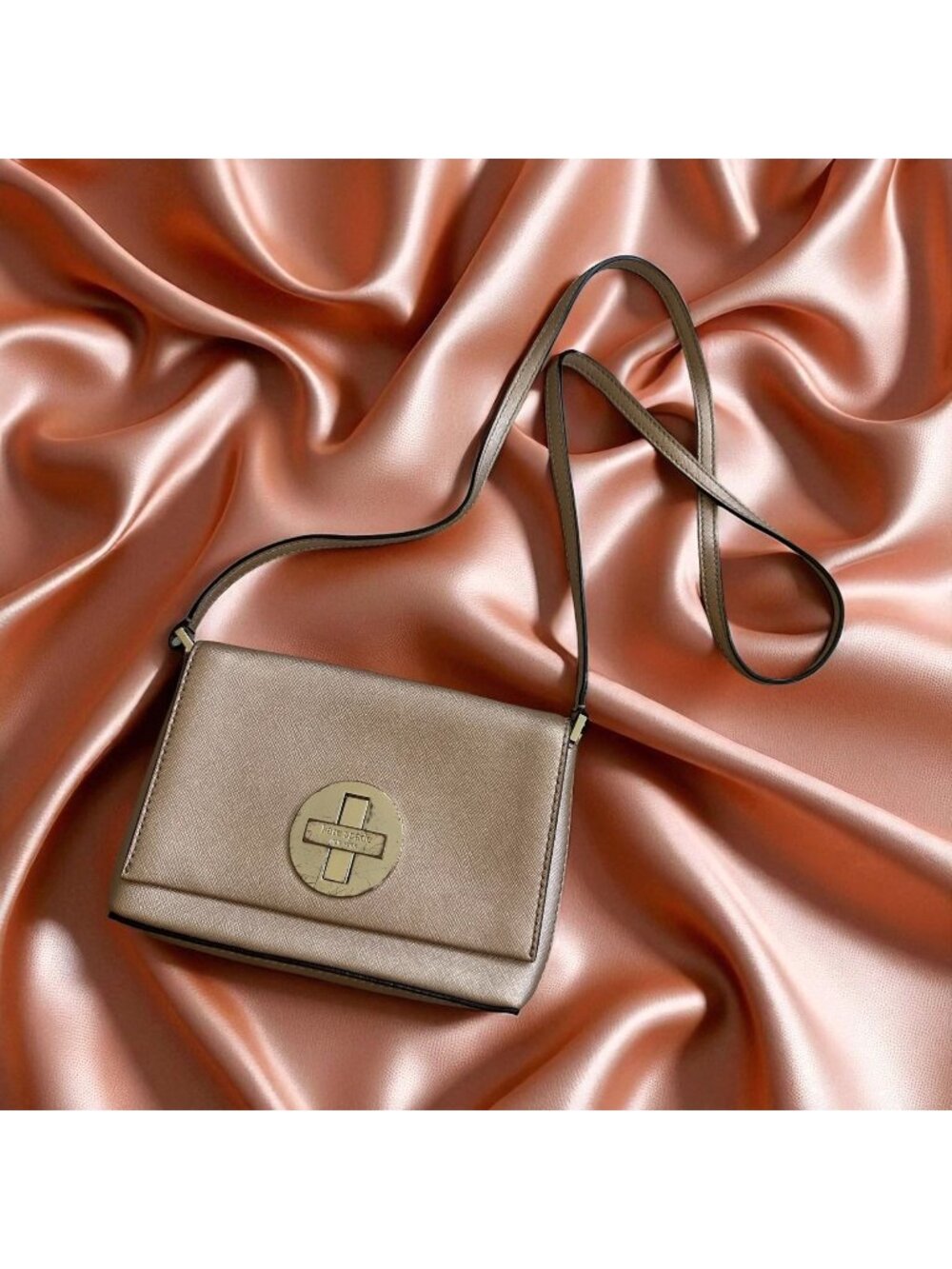 KATE SPADE Rose Gold Saffiano Leather Crossbody Bag